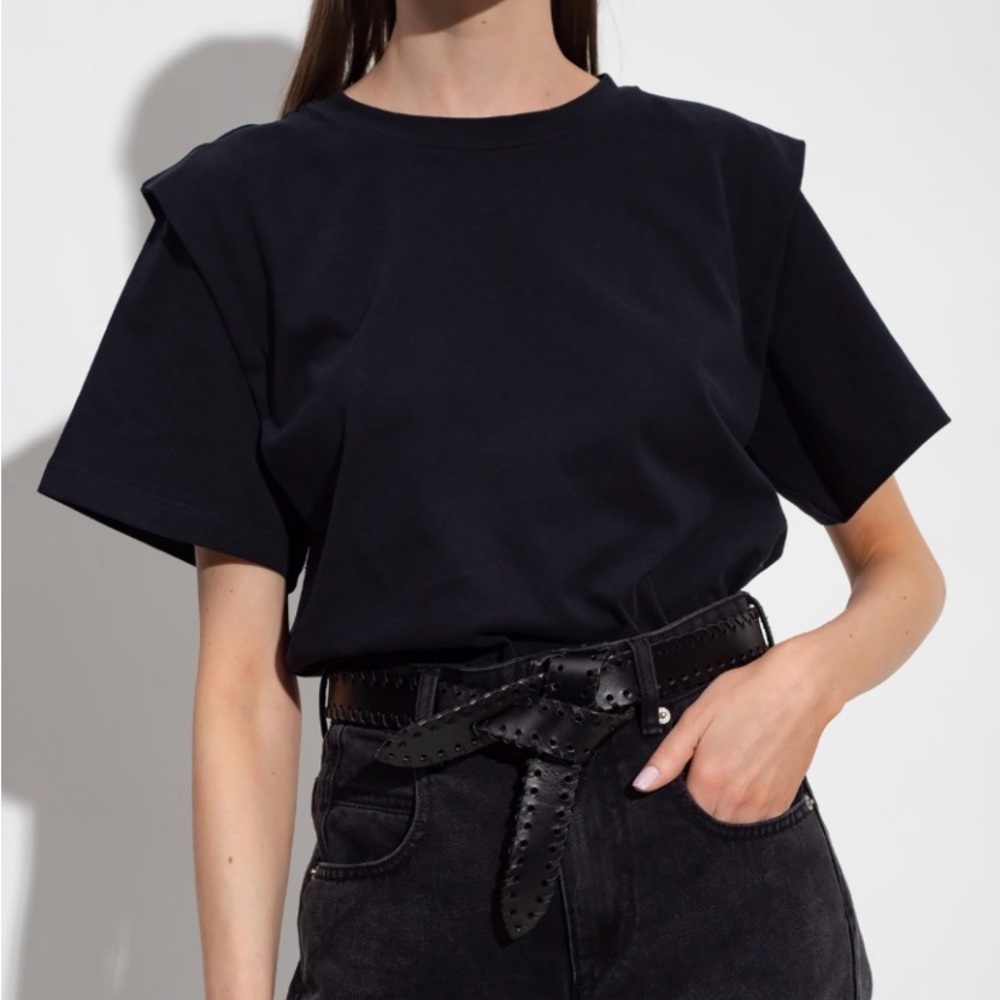 Isabel Marant Zelitos Black Short-Sleeve Crewneck Tee